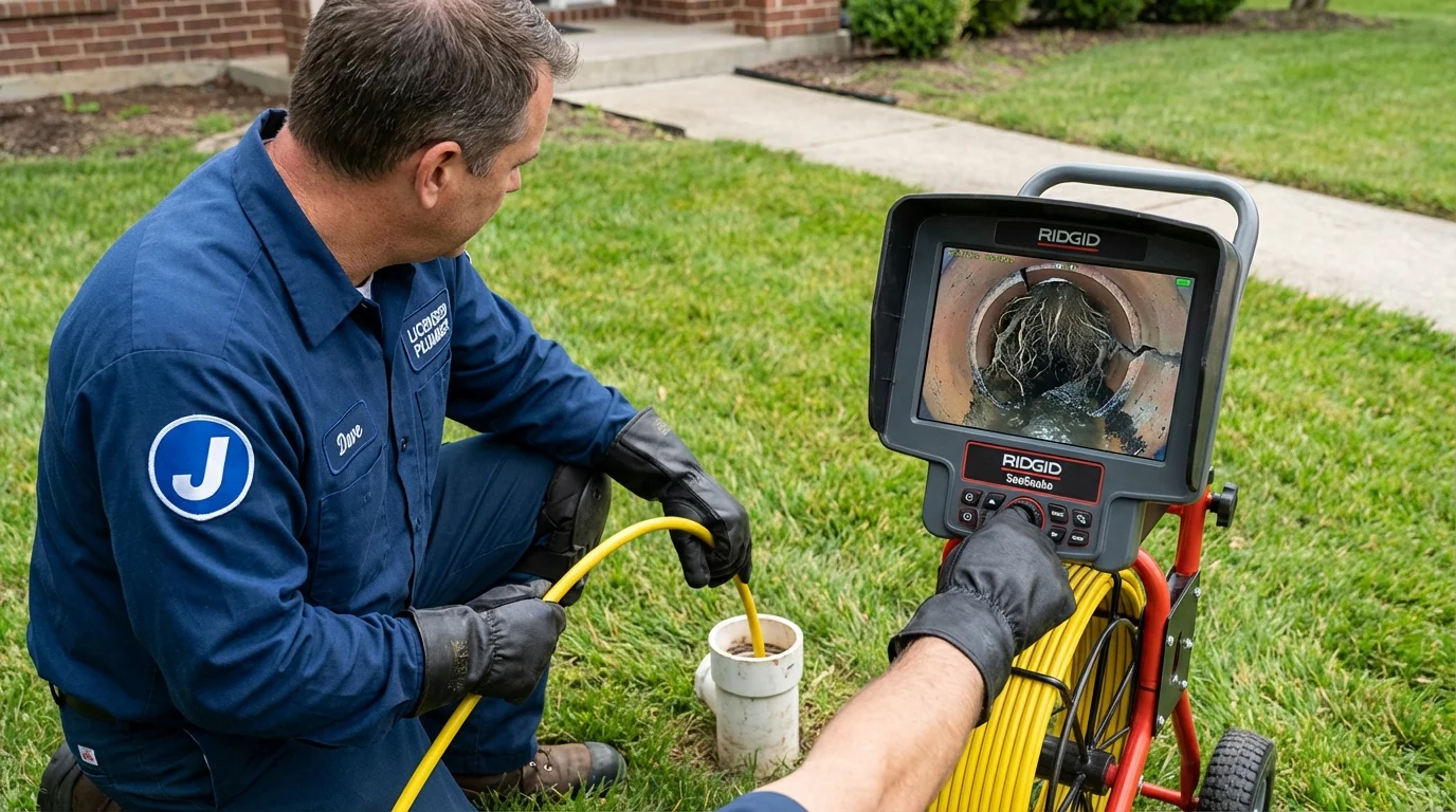 Sewer camera inspection being performed by Johns Plumbing LLC in Vista